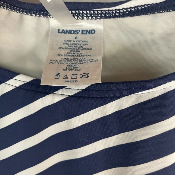 Lands End navy and white stripes modest swim top. This has built in padding. - Picture 3 of 4